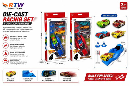 Die-Cast Racing Set with Launcher (4 Cars)