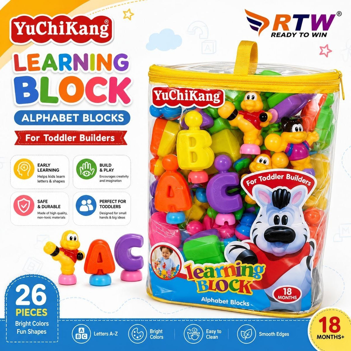 Learning Alphabet Blocks for Toddlers (26 Pcs)