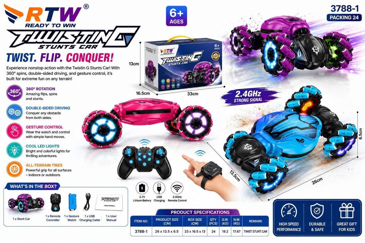 RC Twisting Stunt Car with Gesture Watch