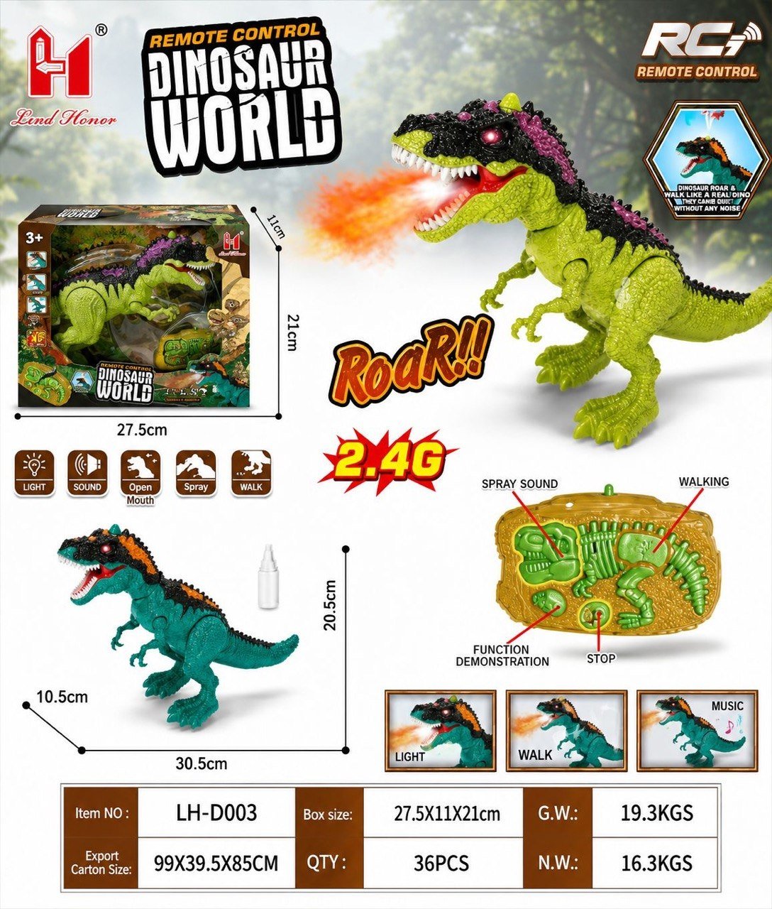 RC Dinosaur World T-Rex with Spray & Roar