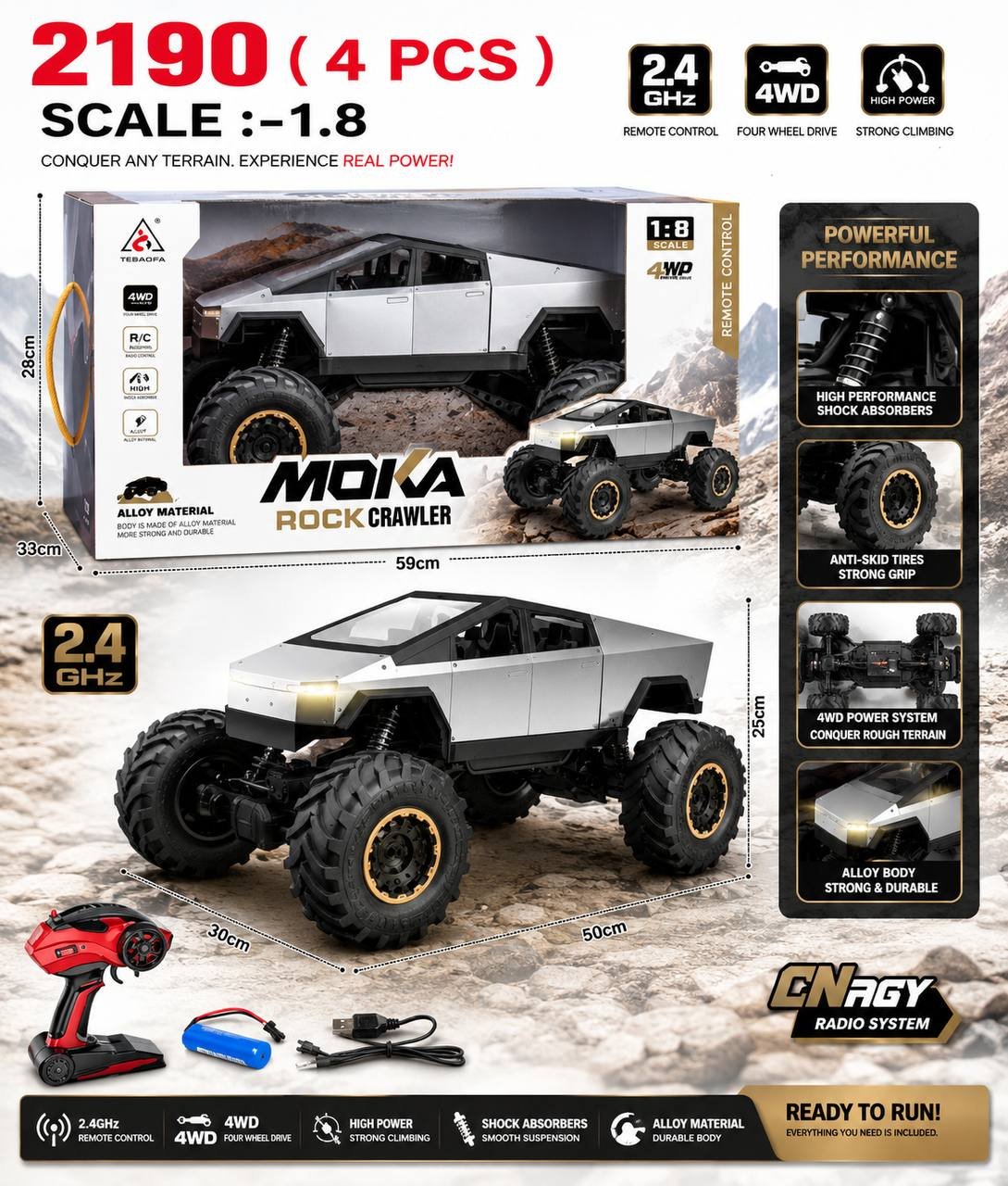1:8 RC Moka Rock Crawler Cybertruck (4WD)