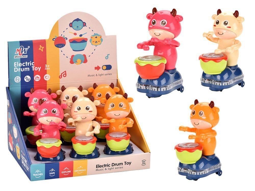 Electric Drum Playing Cow Toy
