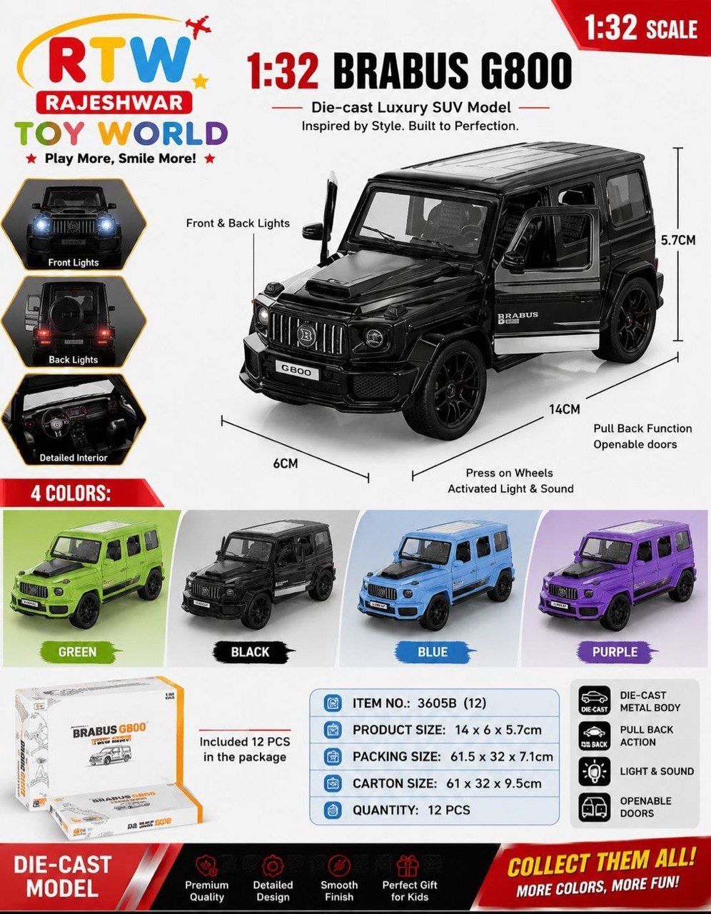1:32 Die-Cast Brabus G800 Luxury SUV with Light & Sound