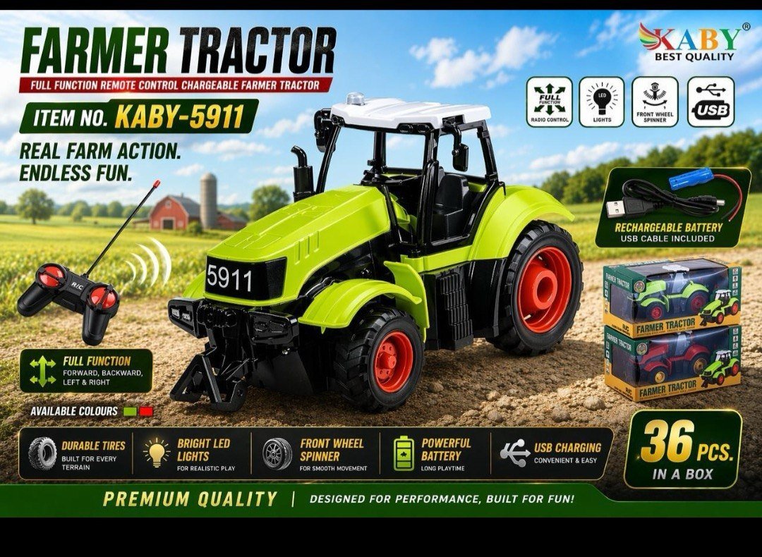 RC Farmer Tractor with Trailer (36 Pcs Set)