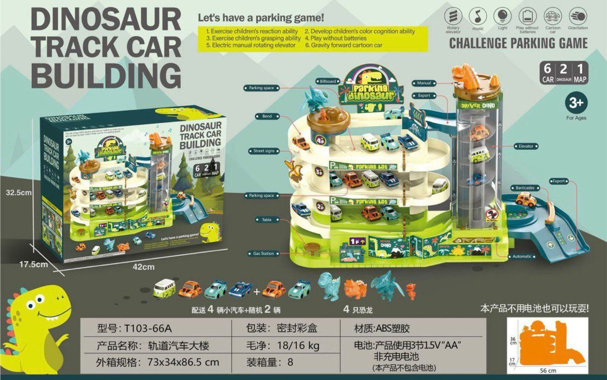 Dinosaur Track Car Parking Building Set