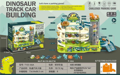 Dinosaur Track Car Parking Building Set