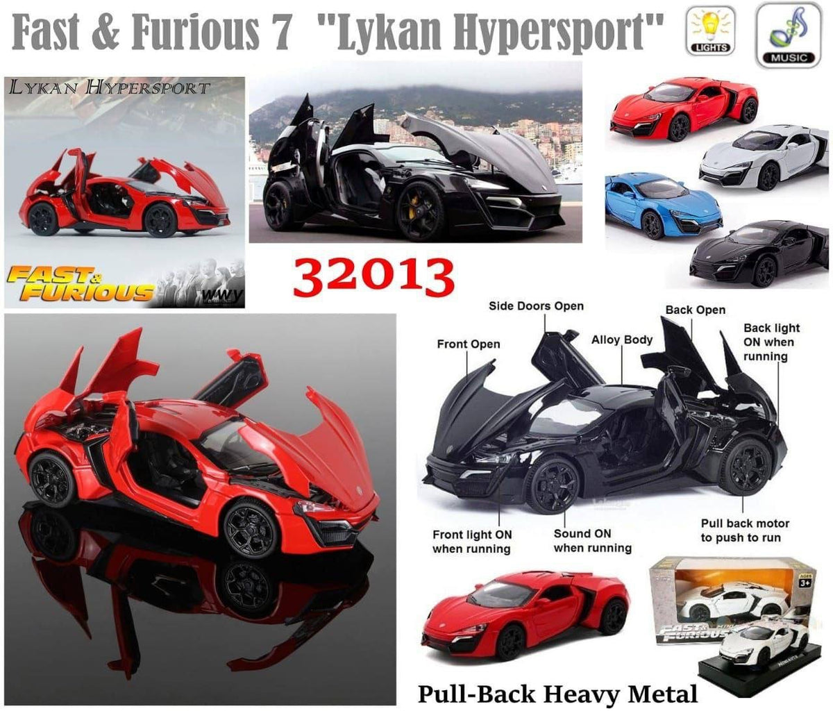 Die-Cast Lykan Hypersport Supercar with Light & Sound