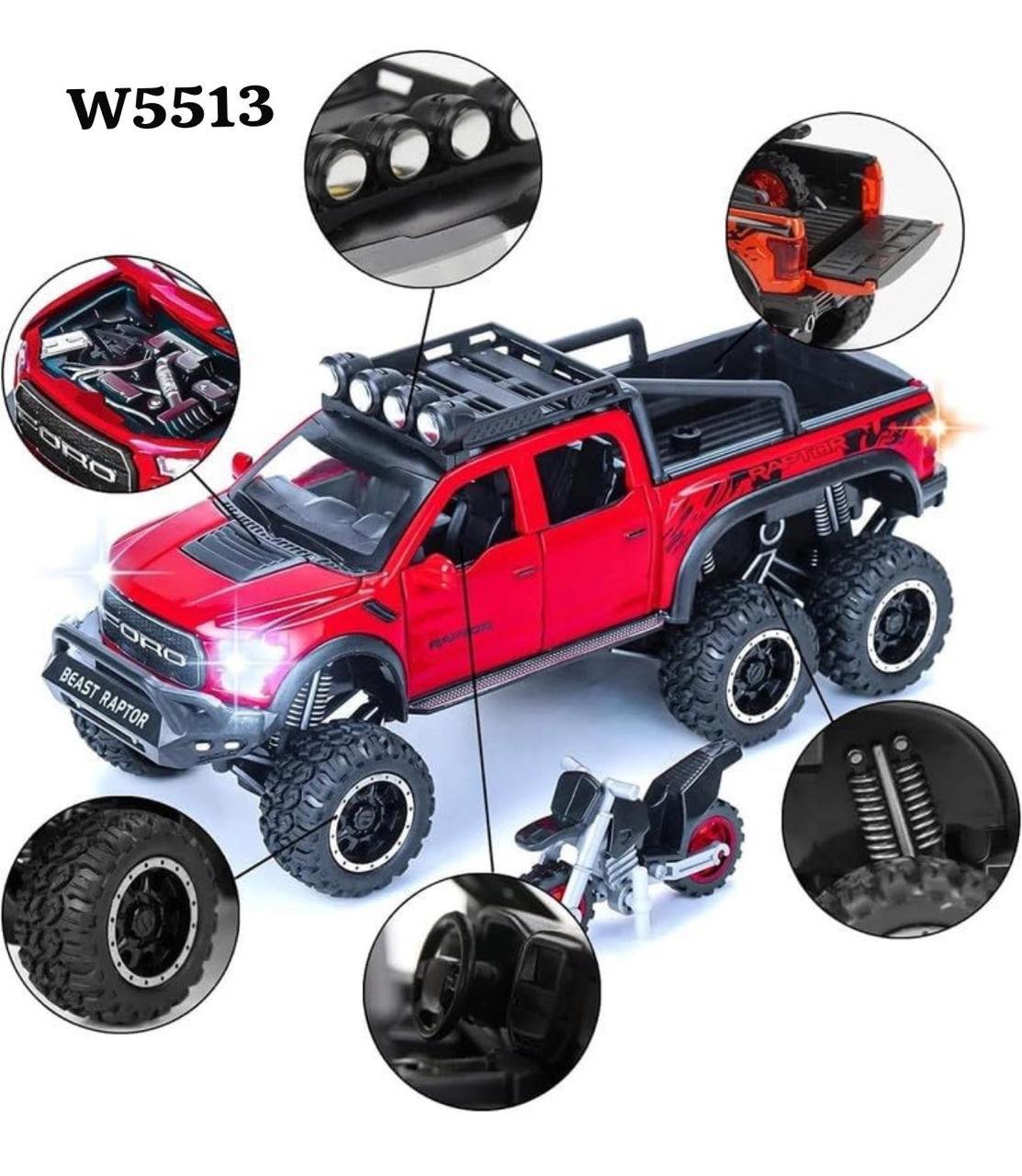 Die-Cast 6x6 Ford Raptor Off-Road Pickup with Light & Sound