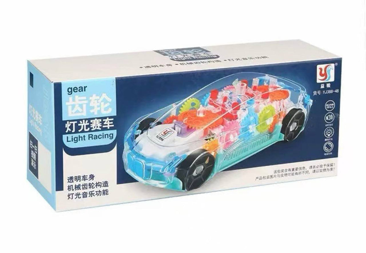 Transparent Gear Racing Car with Lights & Music