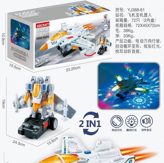 2-in-1 Aircraft Transforming Robot with Lights & Music