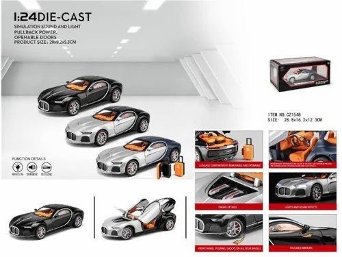 1:24 Die-Cast Bugatti Style Hypercar with Light & Sound