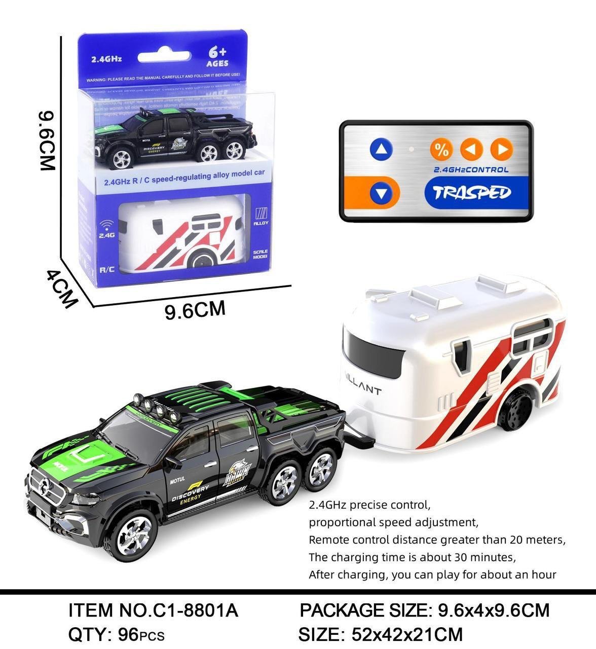 2.4GHz RC Alloy Pickup with Caravan Trailer