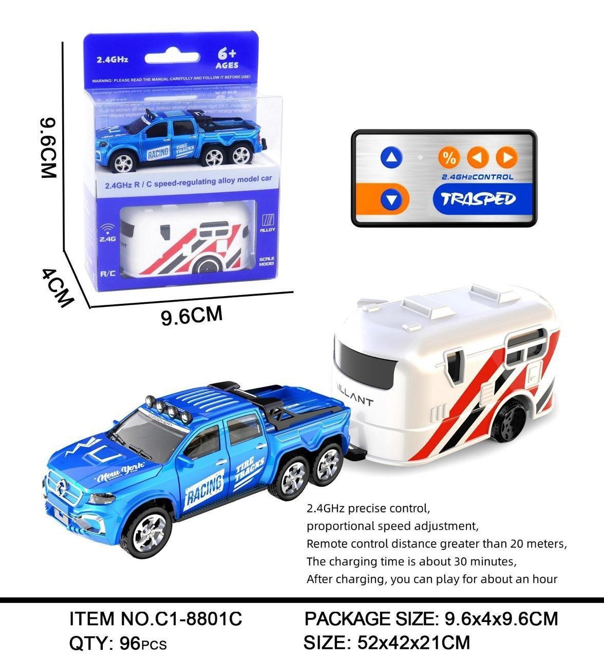 2.4GHz RC Alloy Pickup with Caravan Trailer