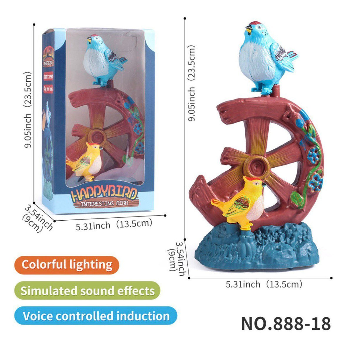 Bird Windmill Voice Control Toy with Lights
