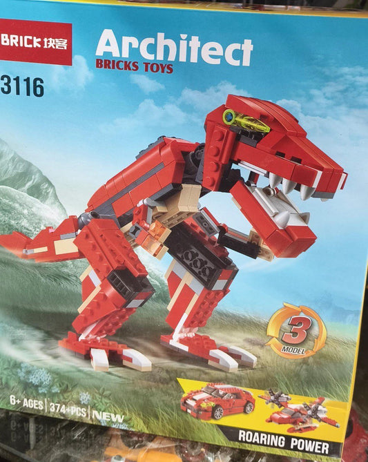 Architect 3-in-1 Roaring Dinosaur Building Blocks