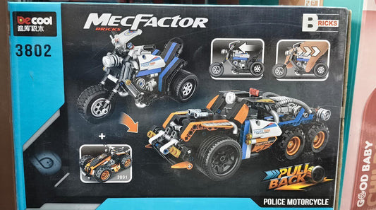 MecFactor Police Motorcycle Pull-Back Building Blocks