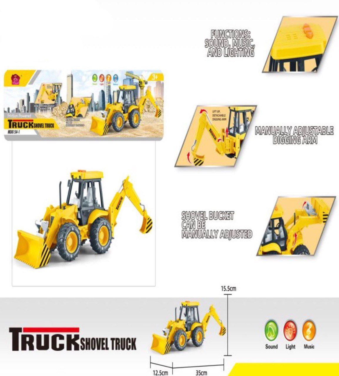 Backhoe Shovel Truck with Light, Sound & Music