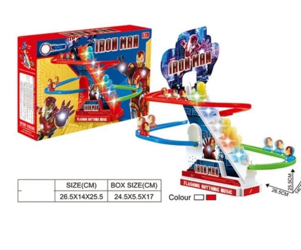Iron Man Climbing Slide Track Toy with Lights & Music
