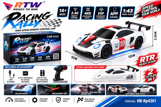 1:43 RC Racing Rally Porsche Car