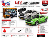 1:64 RC Drift Racing Muscle Car (Silver/Green)