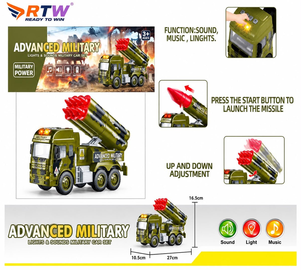 Advanced Military Missile Launcher Truck with Light & Sound