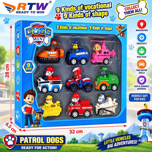 Dog Patrol Mini Vehicle Set (9 Pcs)