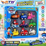 Dog Patrol Mini Vehicle Set (9 Pcs)