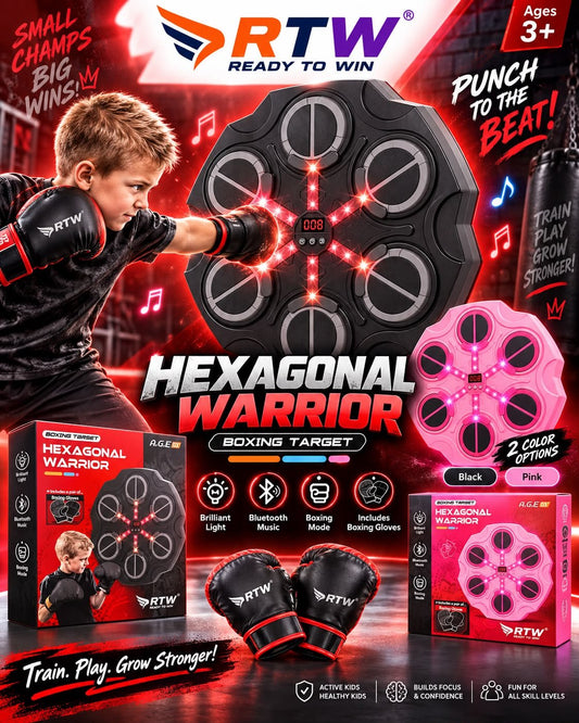 Hexagonal Warrior Music Boxing Target with Gloves