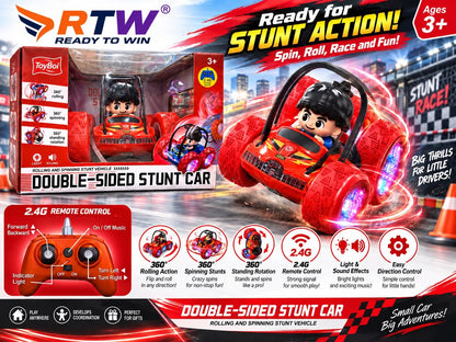 RC Double-Sided Stunt Car with Figure