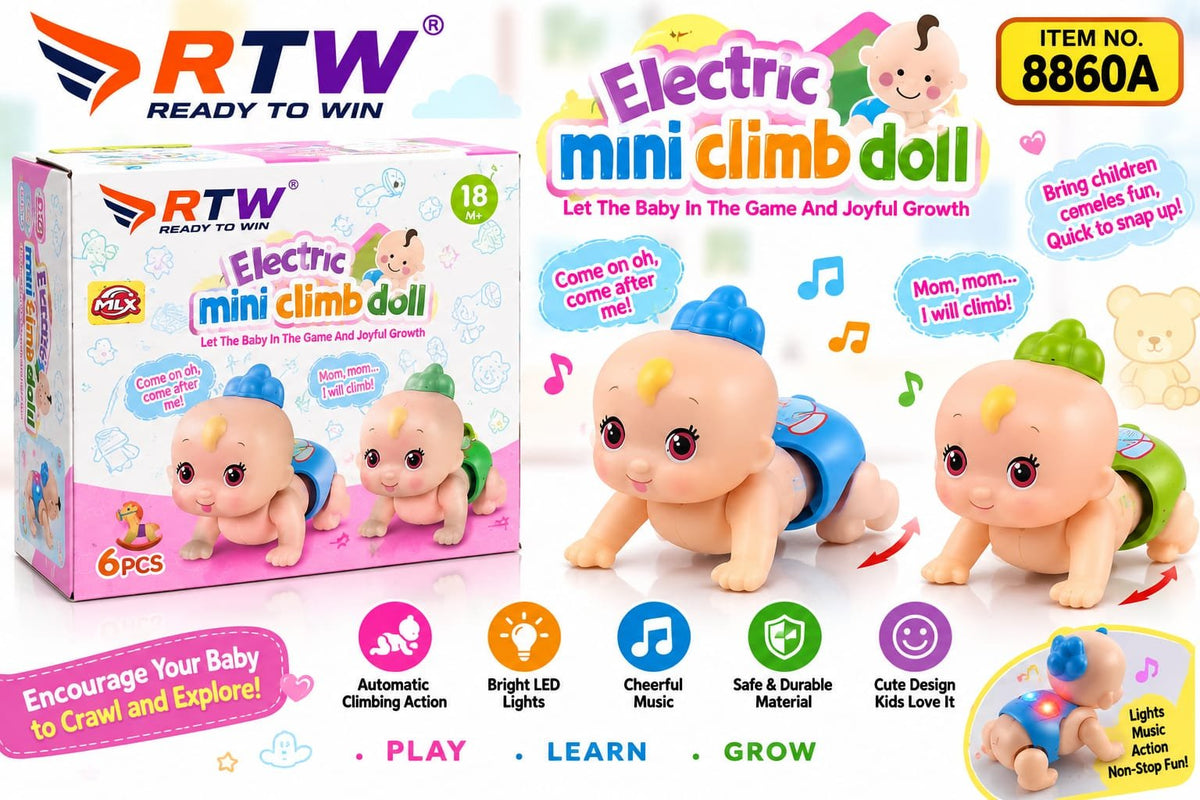 Electric Mini Climbing Crawling Baby Doll with Music