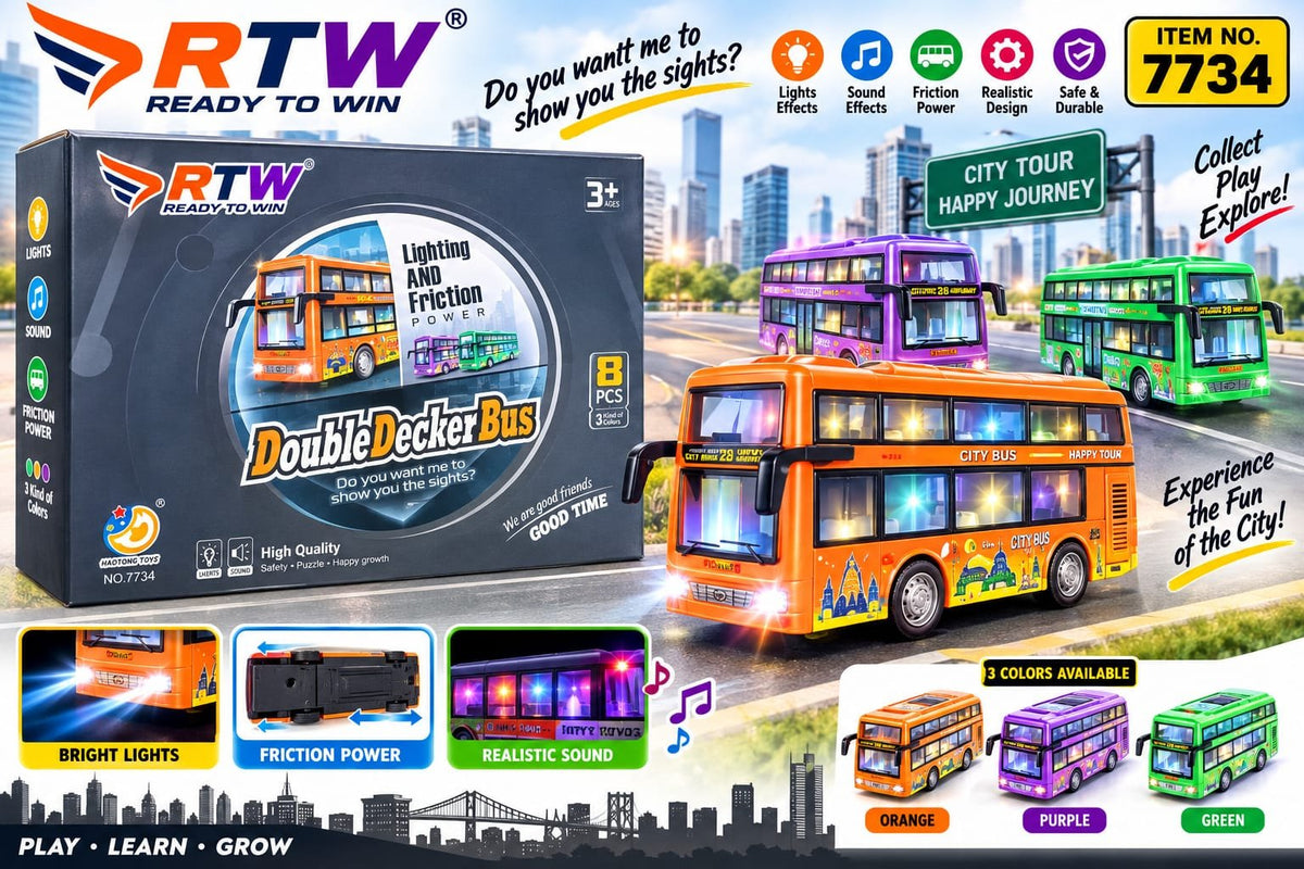 Double Decker City Bus with Lights & Music