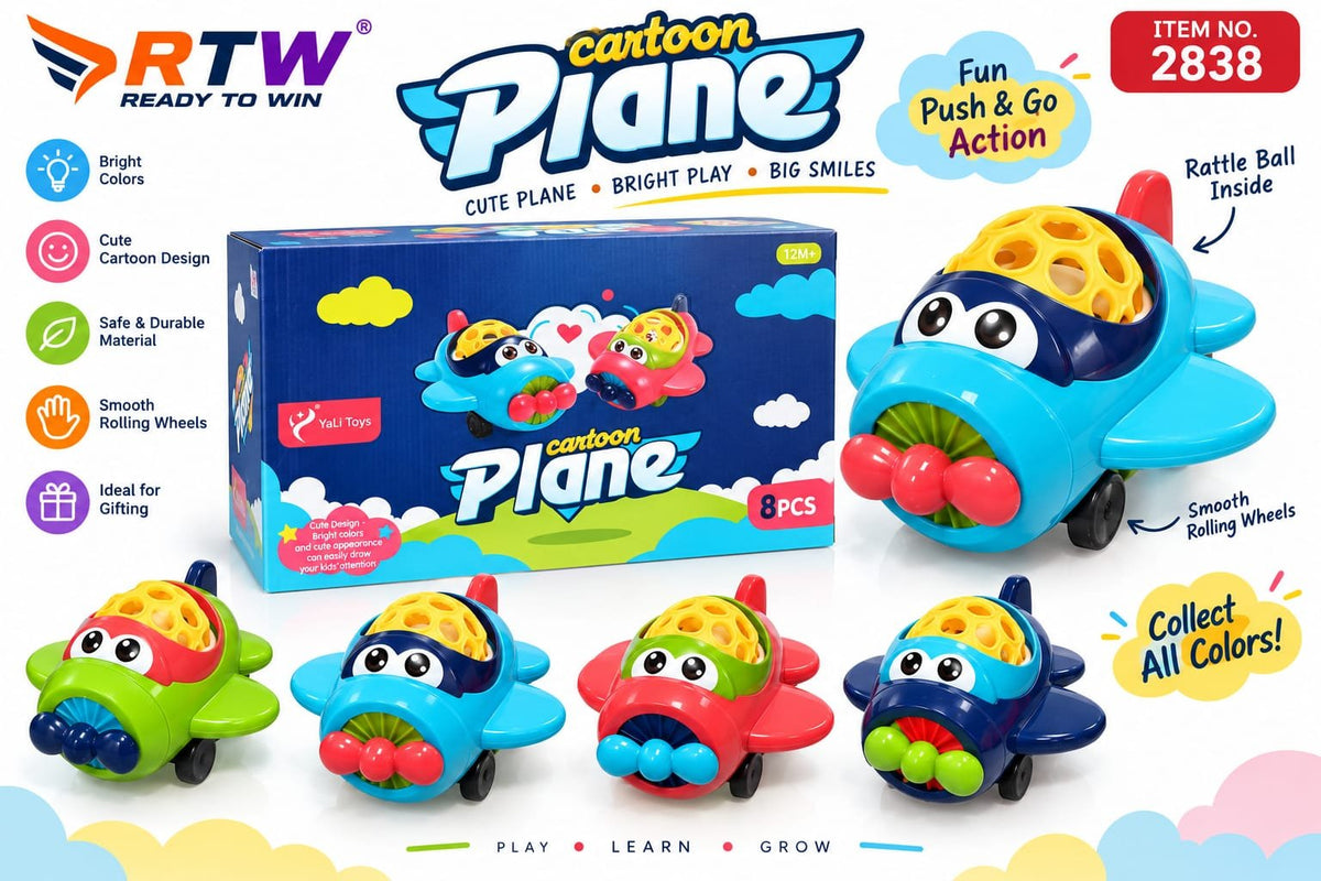Cartoon Plane Push & Go Toy