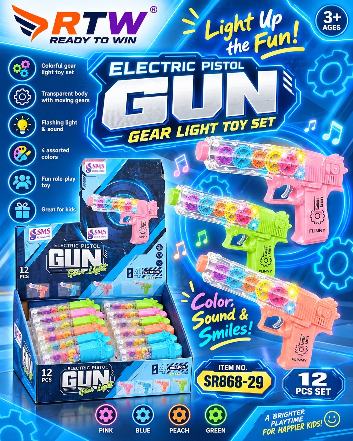 Electric Gear Light Pistol Toy Gun