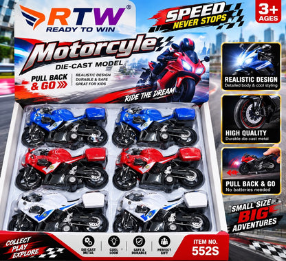 Die-Cast Pull Back Motorcycle Toy