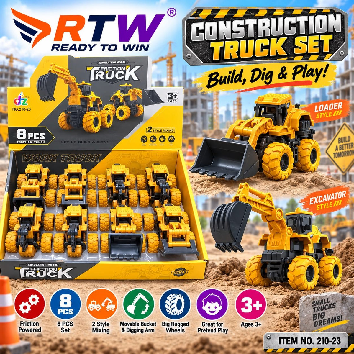 Construction Truck Friction Toy
