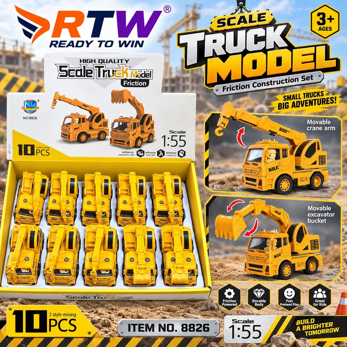 1:55 Scale Friction Construction Truck Model