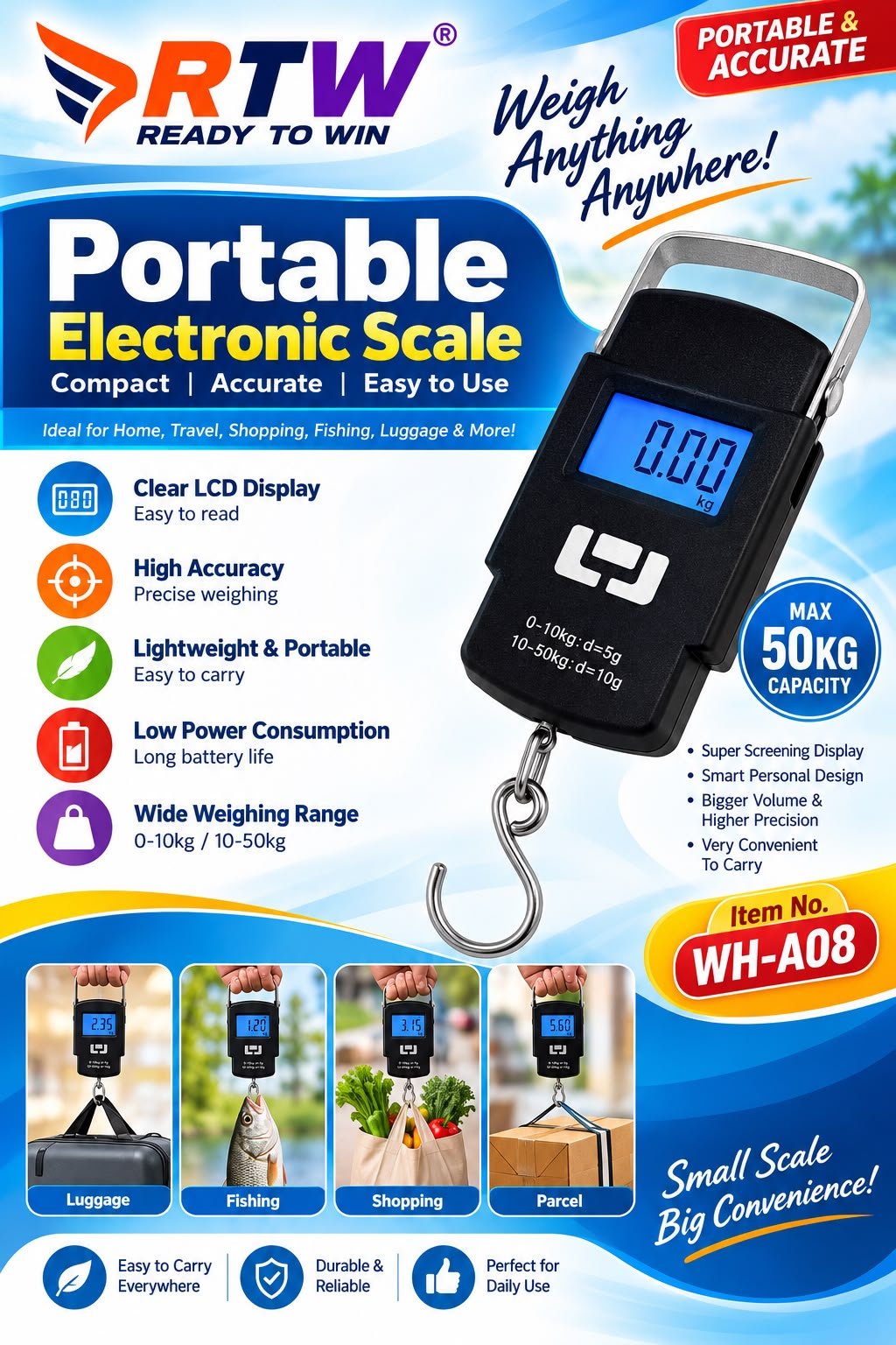 Portable Digital Luggage Weighing Scale (50 kg)