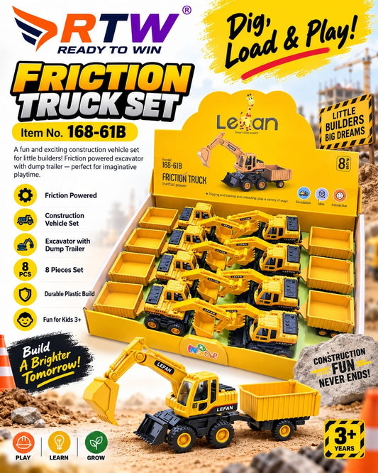 Friction Construction Truck with Dump Trailer