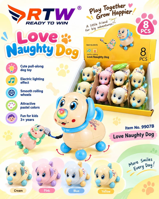 Love Naughty Dog Pull-Along Toy with Lights