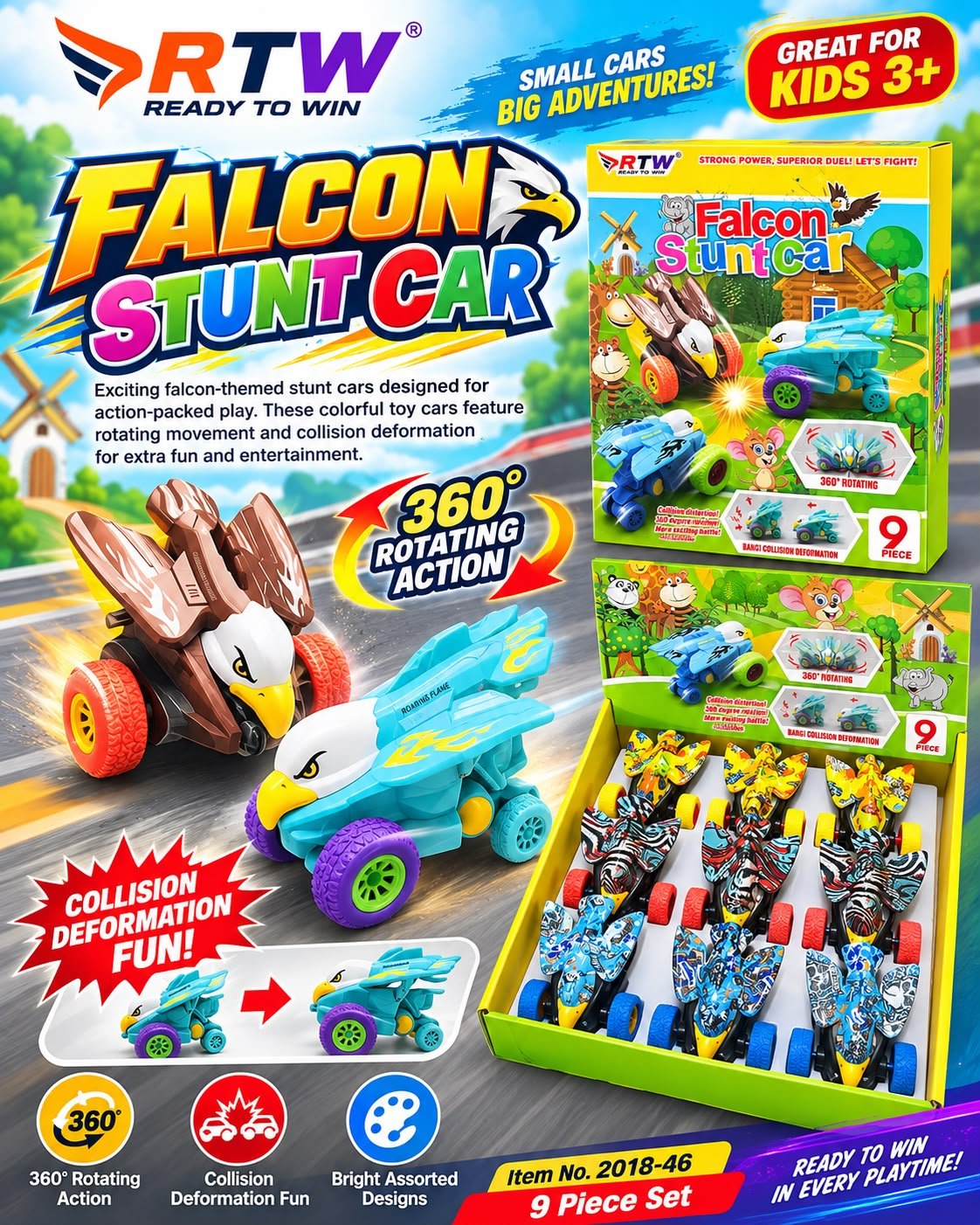 Falcon Stunt Car with 360° Rotating Action